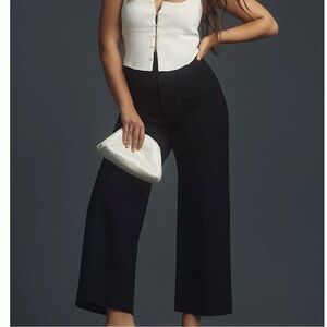 Maeve by Anthropologie Black The Colette Ponte Crop Wide-Leg Pants - Size 30P